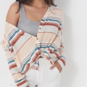 UO Oversized Thermal Button-Front Top